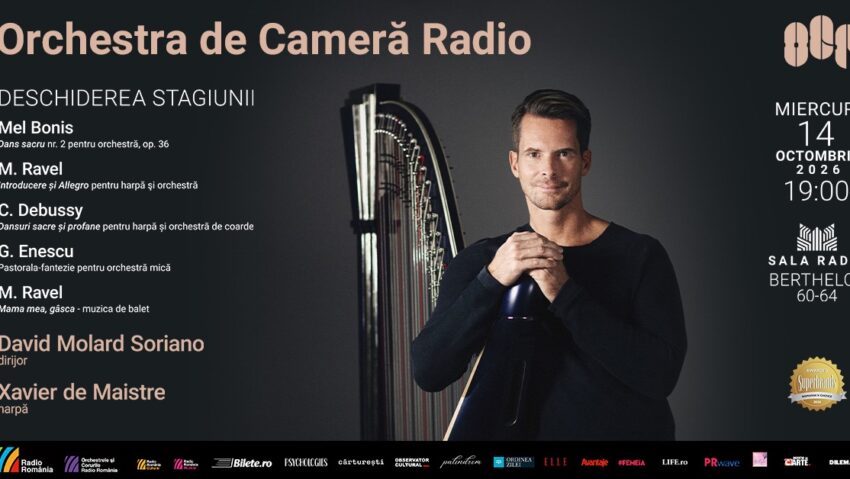 Celebrul harpist Xavier de Maistre deschide stagiunea Orchestrei de Cameră Radio